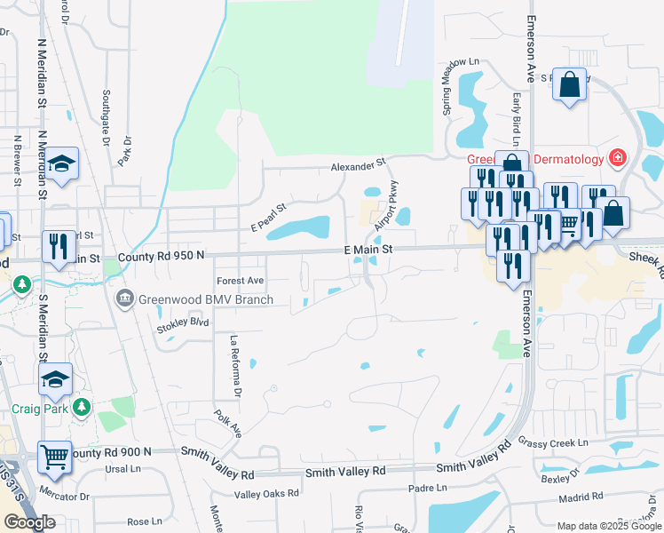 map of restaurants, bars, coffee shops, grocery stores, and more near 690 Connors Drive in Greenwood