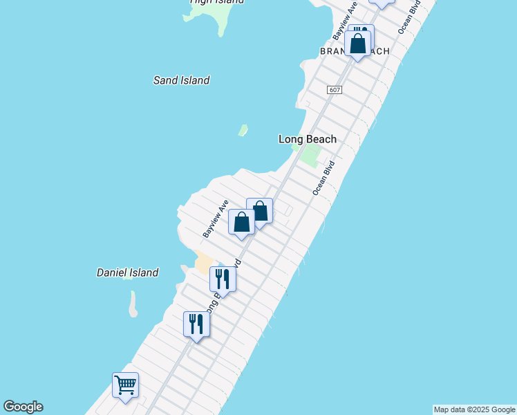 map of restaurants, bars, coffee shops, grocery stores, and more near 4 Mea Lane in Beach Haven