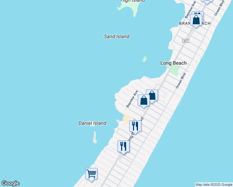 map of restaurants, bars, coffee shops, grocery stores, and more near 147 West Jeanette Avenue in Beach Haven