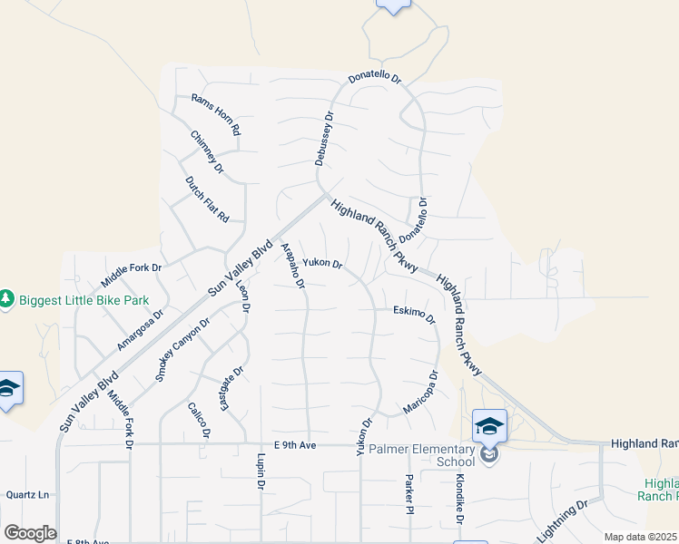 map of restaurants, bars, coffee shops, grocery stores, and more near 6315 Yukon Drive in Sun Valley