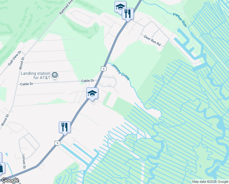 map of restaurants, bars, coffee shops, grocery stores, and more near 409 Ibis Court in Tuckerton