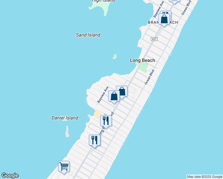 map of restaurants, bars, coffee shops, grocery stores, and more near 14 West Lavenia Avenue in Beach Haven