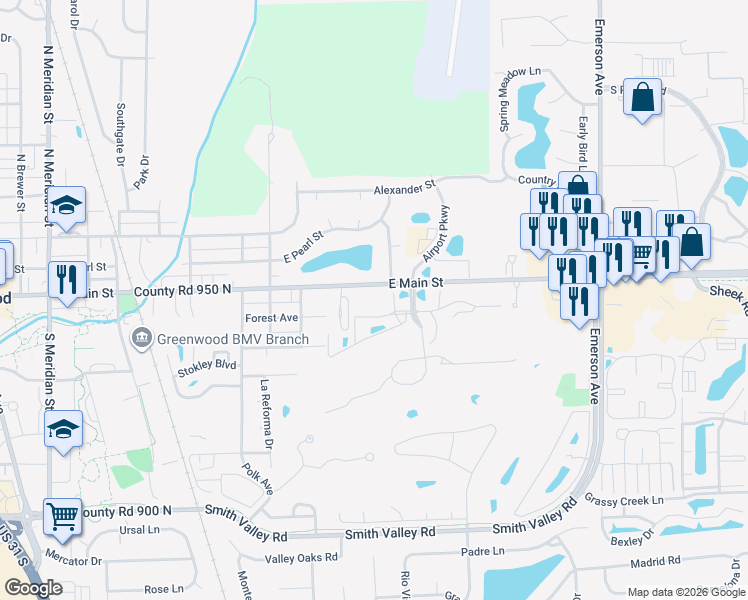 map of restaurants, bars, coffee shops, grocery stores, and more near 690 Connors Drive in Greenwood