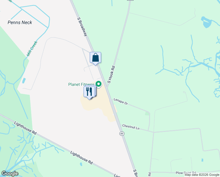 map of restaurants, bars, coffee shops, grocery stores, and more near 380 South Hook Road in Pennsville