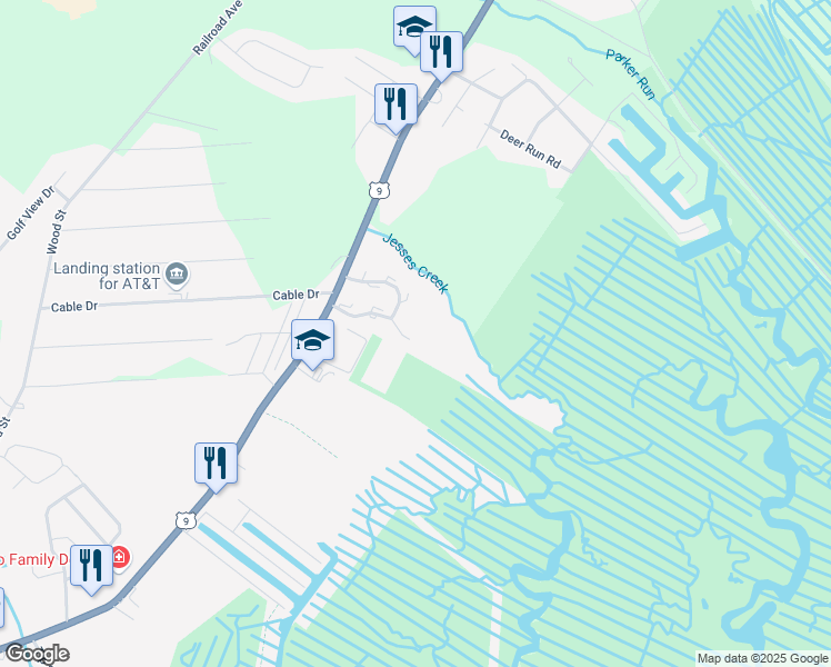 map of restaurants, bars, coffee shops, grocery stores, and more near 418 Ibis Court in Tuckerton