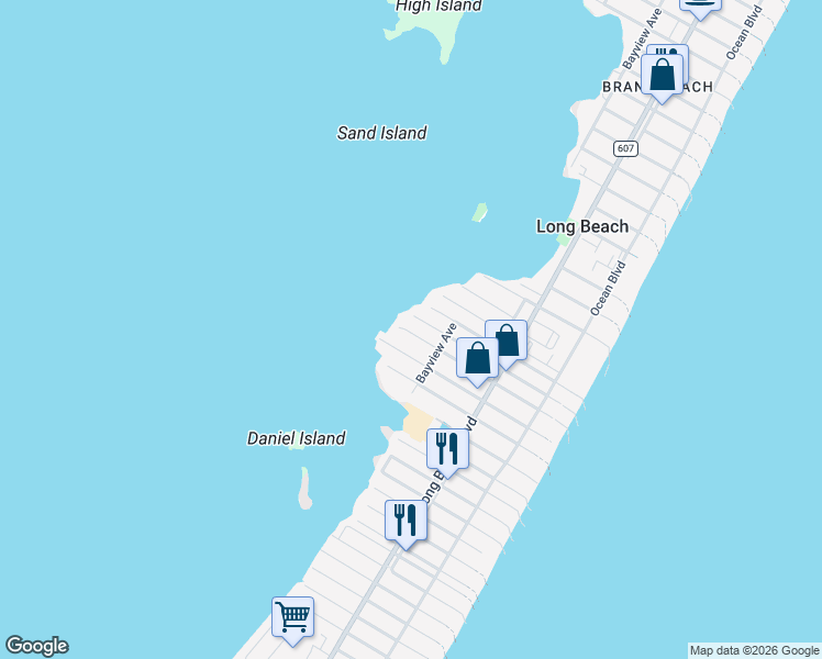 map of restaurants, bars, coffee shops, grocery stores, and more near 105 West 77th Avenue in Beach Haven