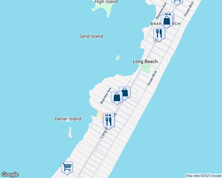 map of restaurants, bars, coffee shops, grocery stores, and more near 14 West Lavenia Avenue in Beach Haven