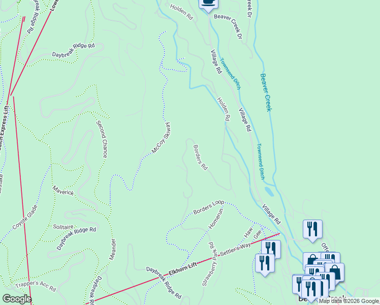 map of restaurants, bars, coffee shops, grocery stores, and more near 301 Borders Road in Avon