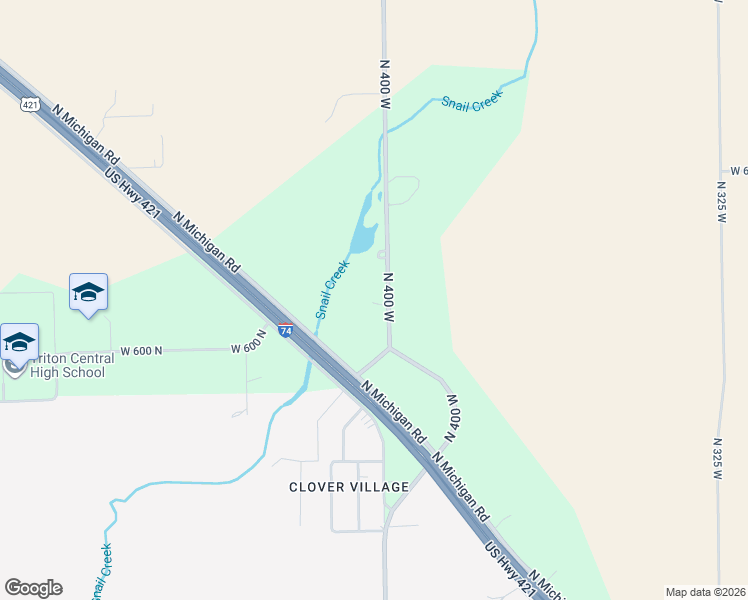map of restaurants, bars, coffee shops, grocery stores, and more near 6145 North 400 West in Fairland