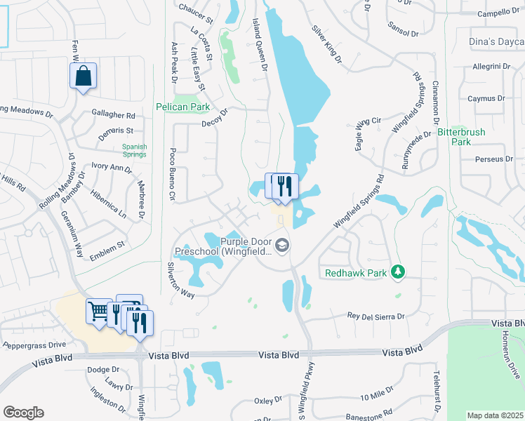 map of restaurants, bars, coffee shops, grocery stores, and more near 6578 Aston Circle in Sparks