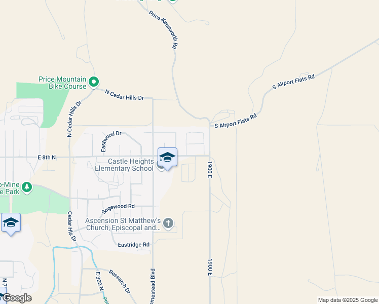 map of restaurants, bars, coffee shops, grocery stores, and more near 1827 East 8th North in Price