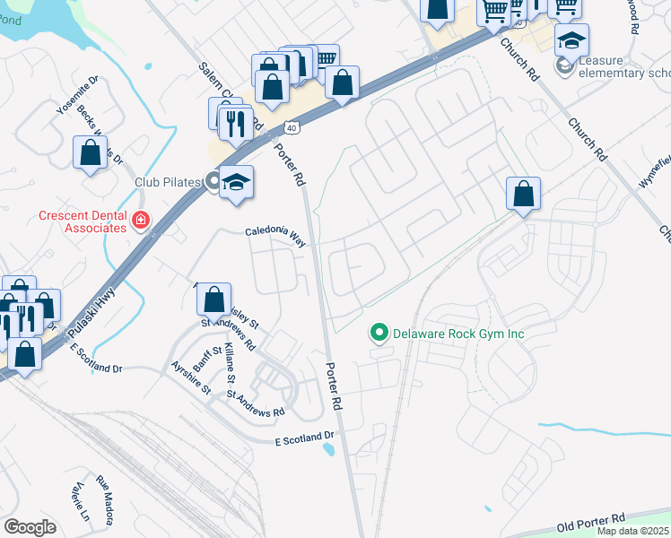 map of restaurants, bars, coffee shops, grocery stores, and more near 325 Jacobs Loop in Bear