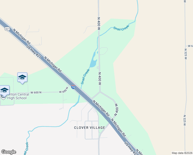 map of restaurants, bars, coffee shops, grocery stores, and more near 6145 North 400 West in Fairland