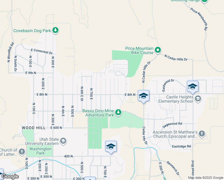 map of restaurants, bars, coffee shops, grocery stores, and more near 826 North 900 East in Price