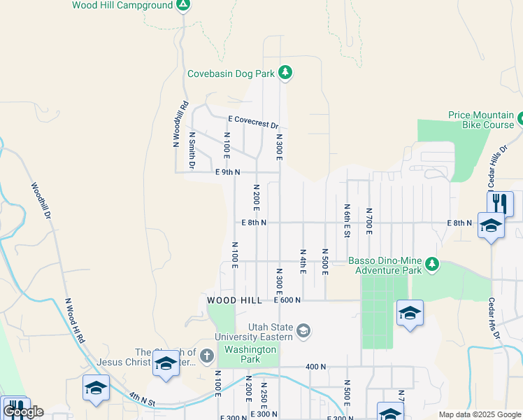 map of restaurants, bars, coffee shops, grocery stores, and more near 824 North 200 East in Price