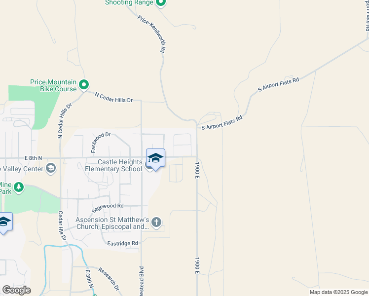 map of restaurants, bars, coffee shops, grocery stores, and more near 1858 East 840 North in Price