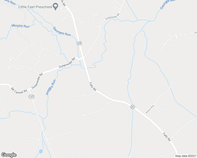 map of restaurants, bars, coffee shops, grocery stores, and more near 17825 Falls Road in Upperco