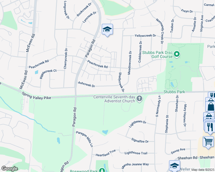 map of restaurants, bars, coffee shops, grocery stores, and more near 922 Ashcreek Drive in Montgomery County