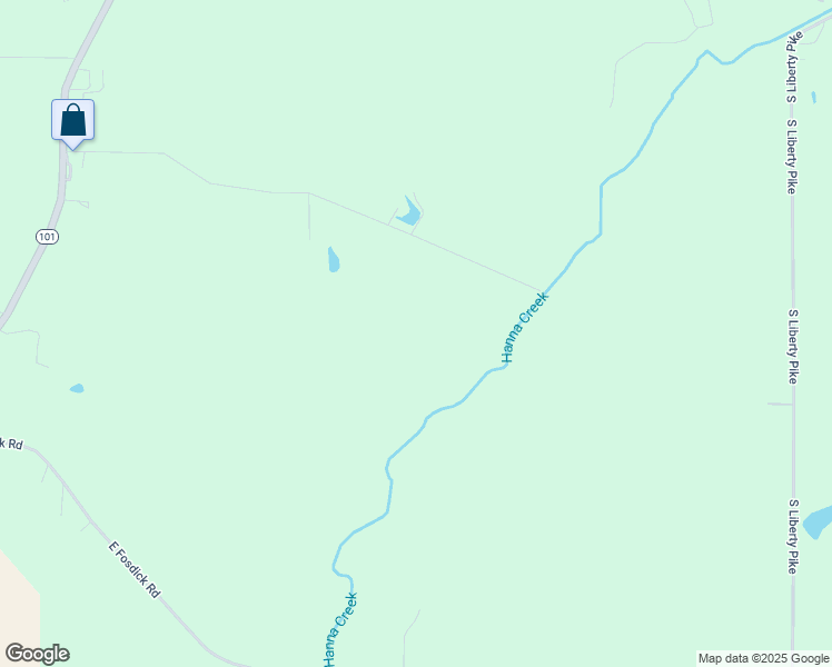 map of restaurants, bars, coffee shops, grocery stores, and more near 1 East Roach Road in Liberty