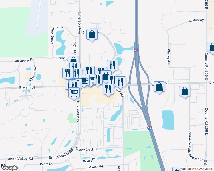 map of restaurants, bars, coffee shops, grocery stores, and more near 3 Sheek Rd in Greenwood