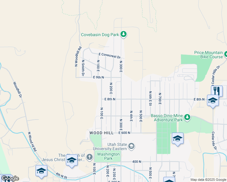 map of restaurants, bars, coffee shops, grocery stores, and more near 880 North 200 East in Price