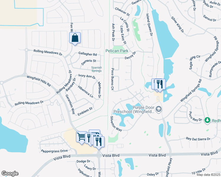 map of restaurants, bars, coffee shops, grocery stores, and more near 6730 Marbree Drive in Sparks