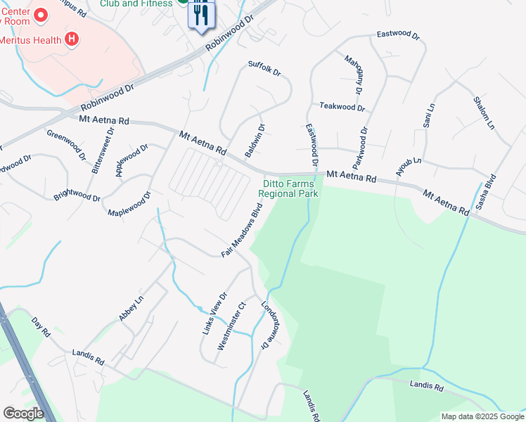 map of restaurants, bars, coffee shops, grocery stores, and more near 604 Fair Meadows Boulevard in Hagerstown