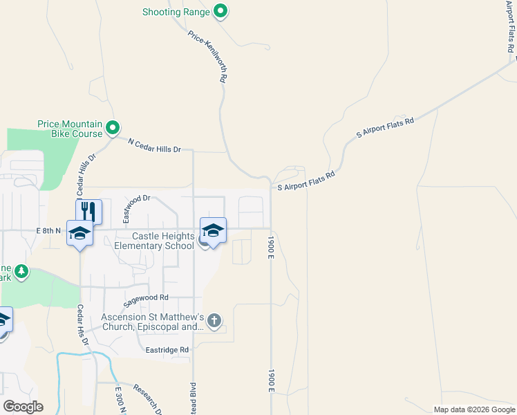 map of restaurants, bars, coffee shops, grocery stores, and more near 876 North 1880 East in Price