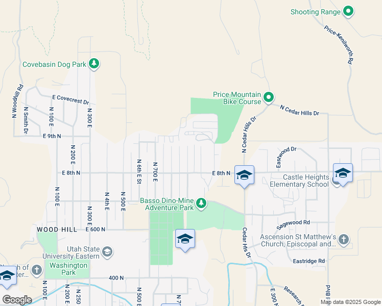 map of restaurants, bars, coffee shops, grocery stores, and more near 866 North 900 East in Price