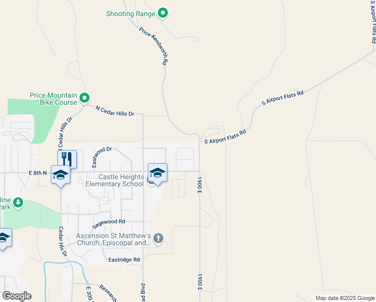 map of restaurants, bars, coffee shops, grocery stores, and more near 1860 East 880 North in Price