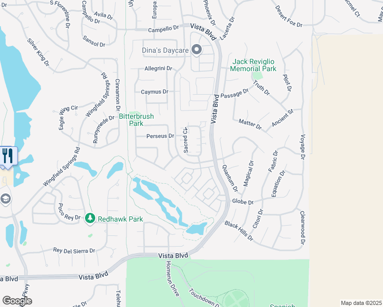 map of restaurants, bars, coffee shops, grocery stores, and more near 7062 Sacred Circle in Sparks