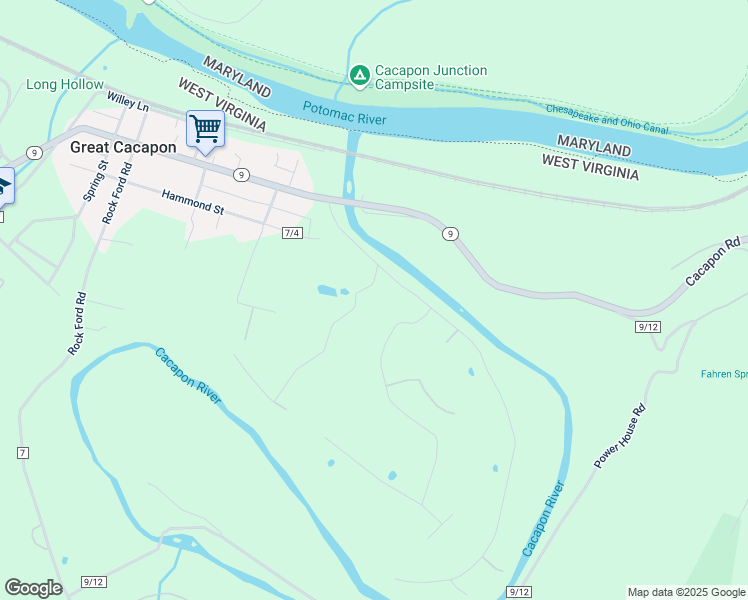 map of restaurants, bars, coffee shops, grocery stores, and more near 87 Gokey Lane in Great Cacapon