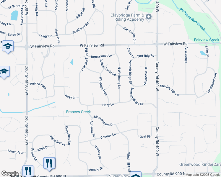 map of restaurants, bars, coffee shops, grocery stores, and more near 147 Lilac Cir in Greenwood