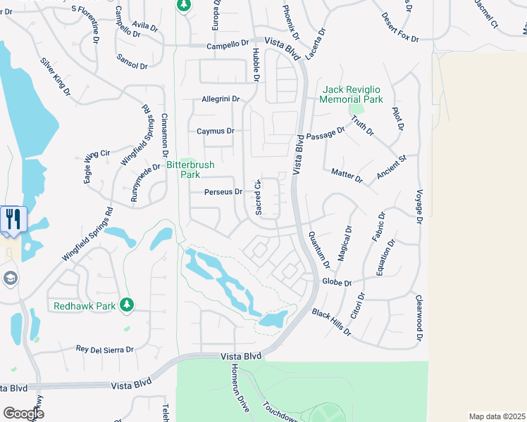 map of restaurants, bars, coffee shops, grocery stores, and more near 7068 Sacred Circle in Sparks
