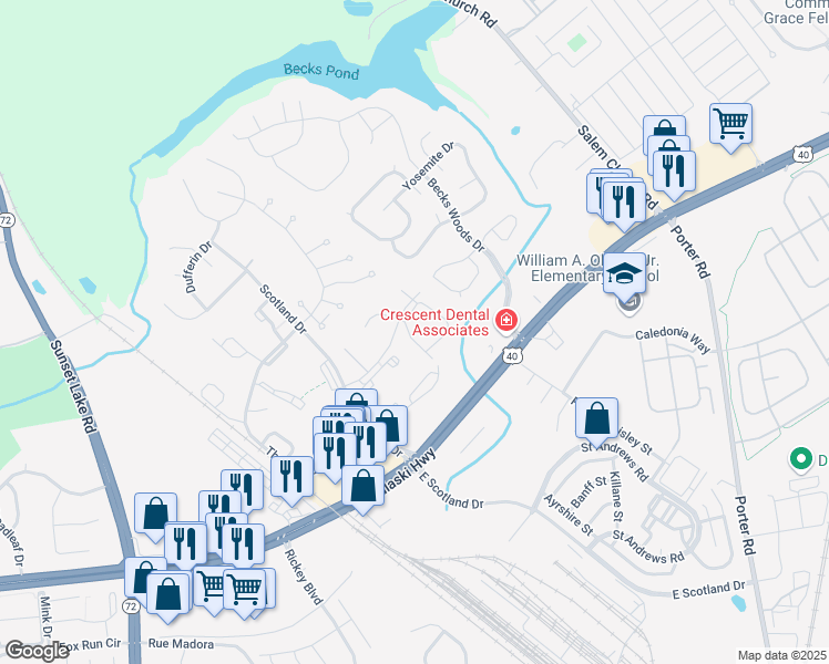 map of restaurants, bars, coffee shops, grocery stores, and more near 9 Ashkirk Place in Newark