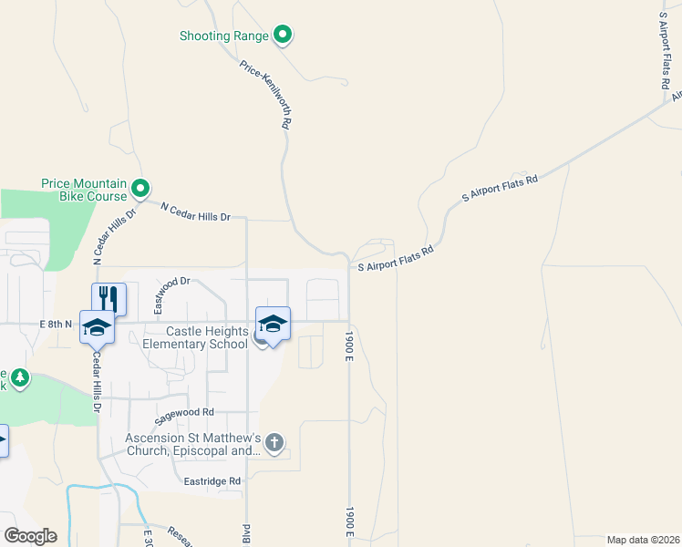 map of restaurants, bars, coffee shops, grocery stores, and more near 1875 East 880 North in Price