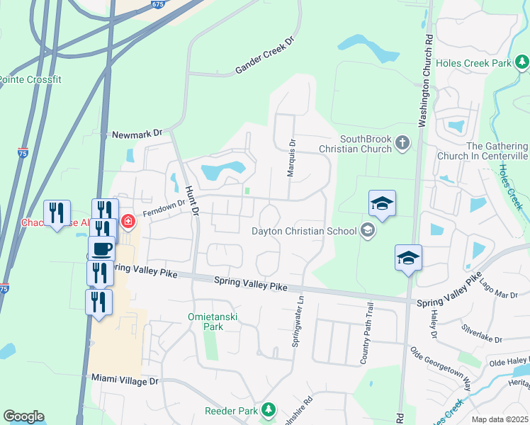 map of restaurants, bars, coffee shops, grocery stores, and more near 9276 Captiva Bay Drive in Miamisburg