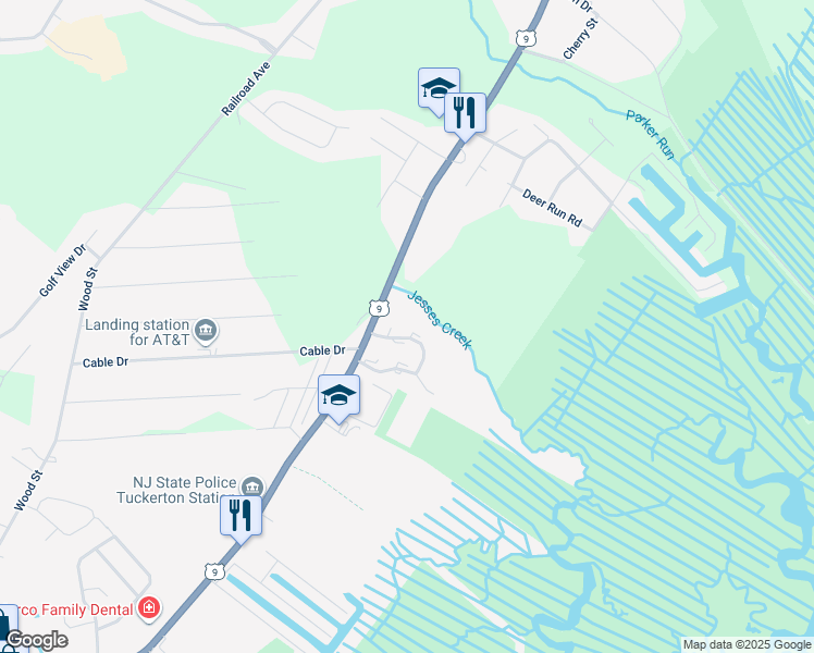 map of restaurants, bars, coffee shops, grocery stores, and more near 612 Skimmer Court in Tuckerton