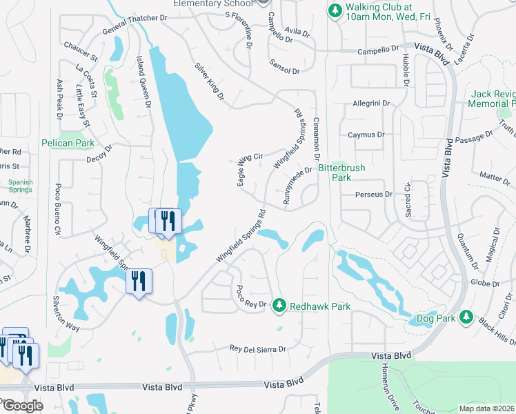 map of restaurants, bars, coffee shops, grocery stores, and more near 6701 Eagle Wing Circle in Sparks