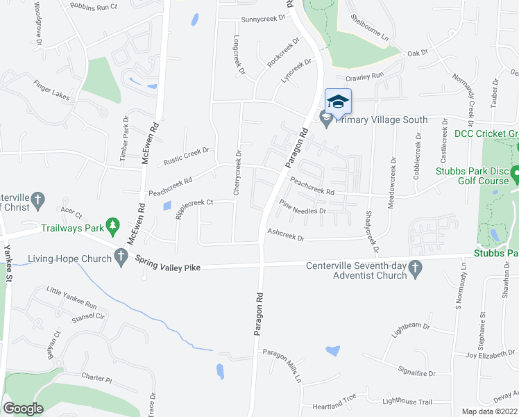 map of restaurants, bars, coffee shops, grocery stores, and more near 8554 Peachwood Drive in Dayton