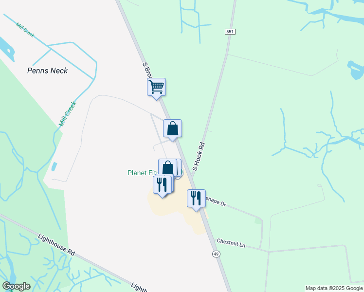 map of restaurants, bars, coffee shops, grocery stores, and more near 684 South Broadway in Pennsville Township