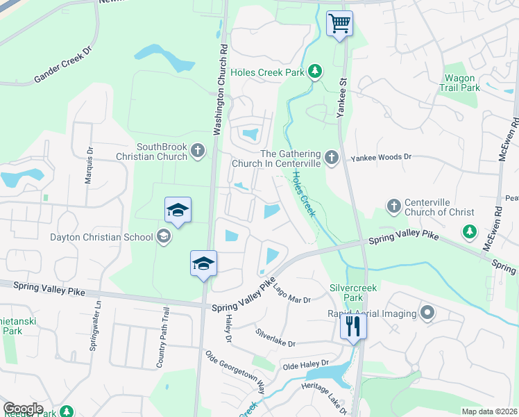 map of restaurants, bars, coffee shops, grocery stores, and more near 1 Waterstone Boulevard in Miamisburg