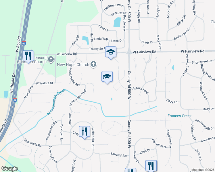 map of restaurants, bars, coffee shops, grocery stores, and more near 202 North Morgantown Road in Greenwood