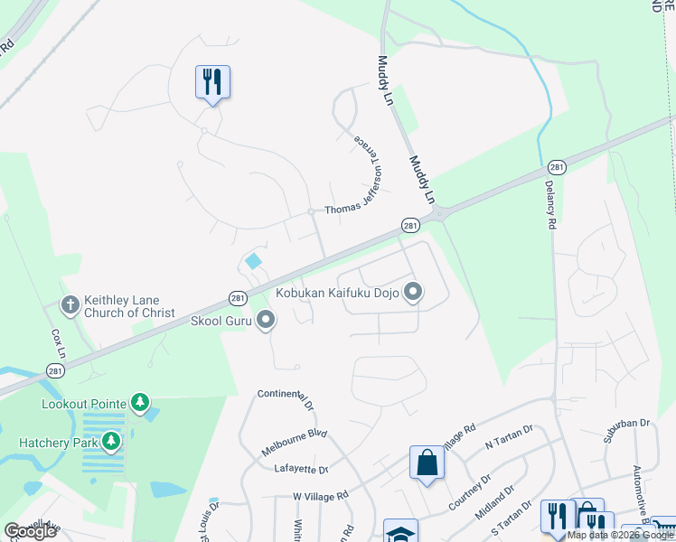 map of restaurants, bars, coffee shops, grocery stores, and more near 120 Independence Drive in Elkton