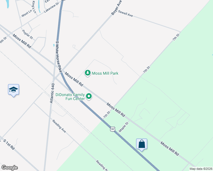 map of restaurants, bars, coffee shops, grocery stores, and more near 1141 Moss Mill Road in Hammonton