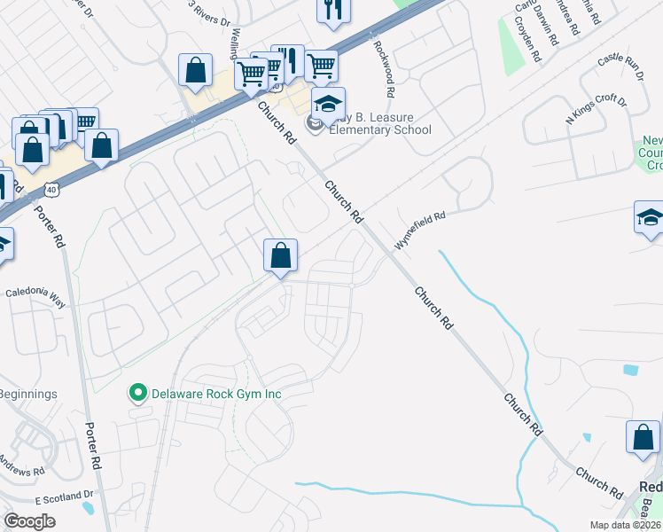 map of restaurants, bars, coffee shops, grocery stores, and more near 147 Time Circle in Bear