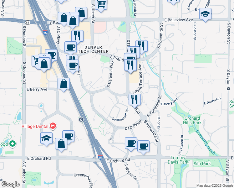 map of restaurants, bars, coffee shops, grocery stores, and more near 3218 South Park Terrace Avenue in Englewood