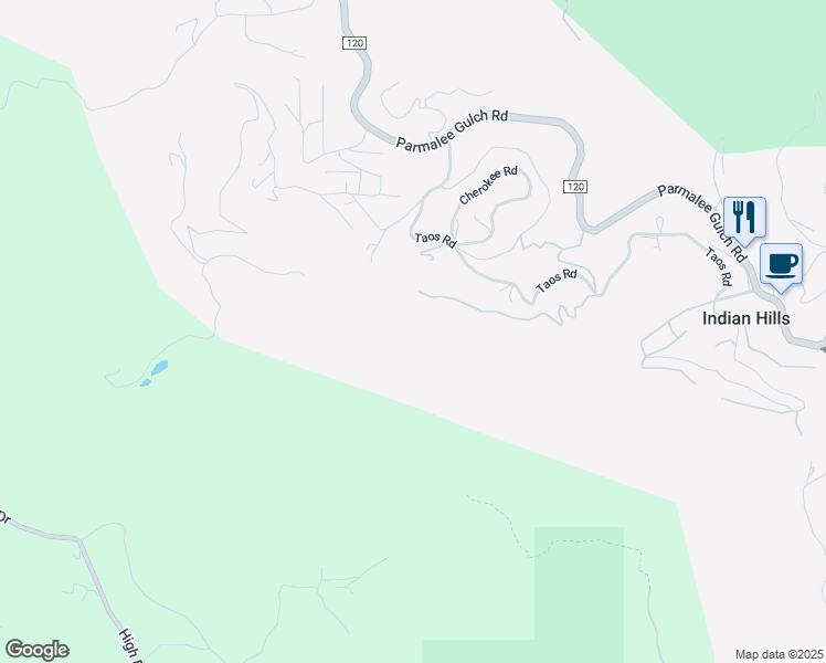 map of restaurants, bars, coffee shops, grocery stores, and more near in Indian Hills