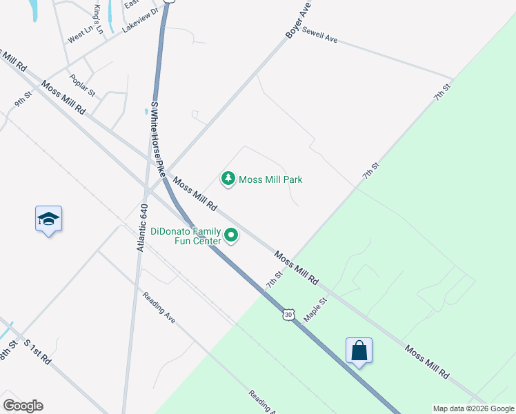 map of restaurants, bars, coffee shops, grocery stores, and more near 1141 Moss Mill Rd in Hammonton