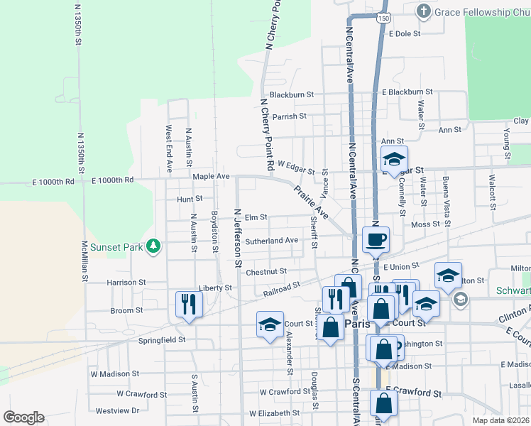 map of restaurants, bars, coffee shops, grocery stores, and more near 401 Elm Street in Paris